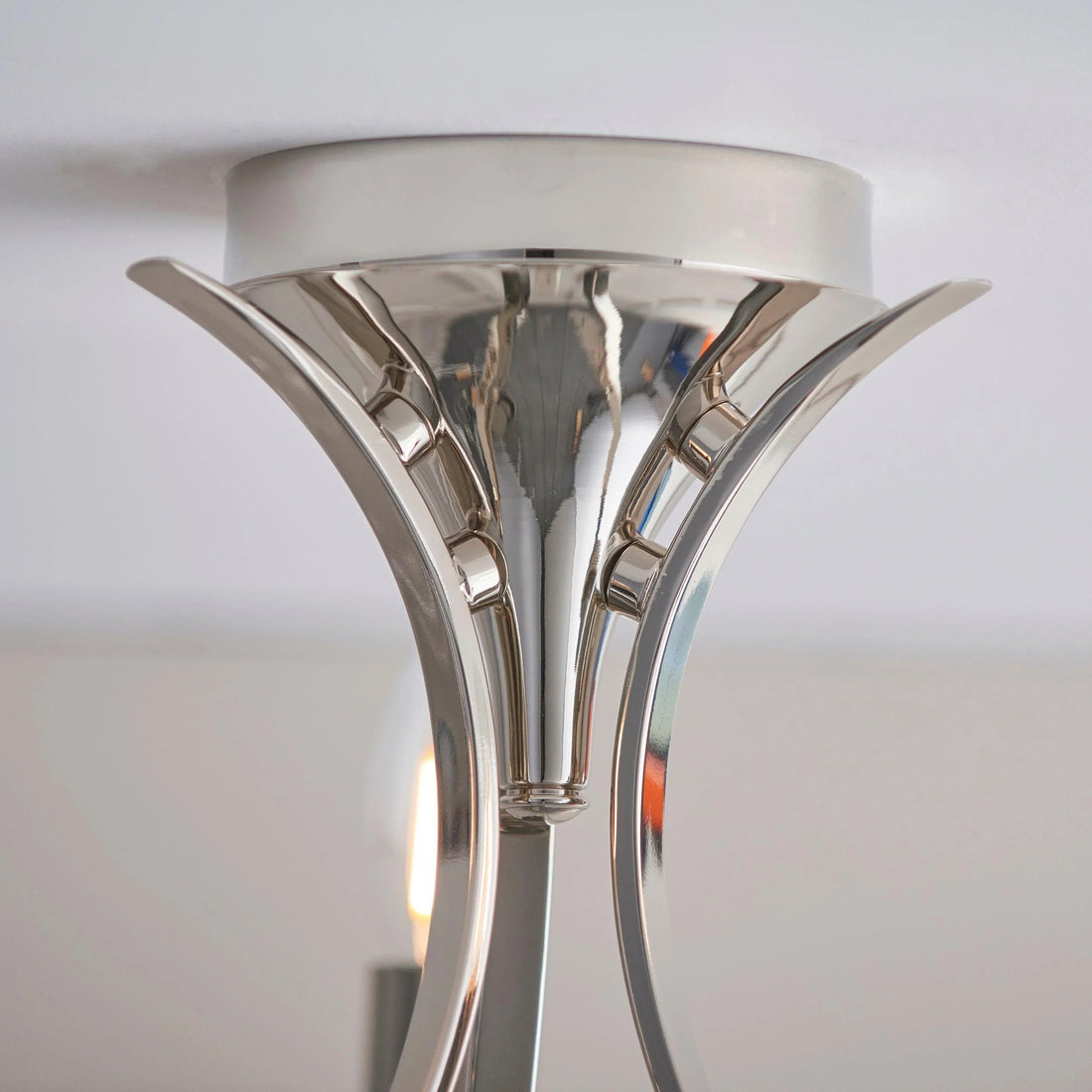 Foline 3-Light Ceiling Fixture with Sweeping Arms - Polished Nickel Semi-Flush for Dining or Entry