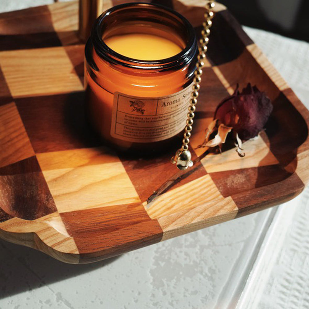 Retro Wood Table Lamp - Aromatherapy Candle Holder with Vintage Charm