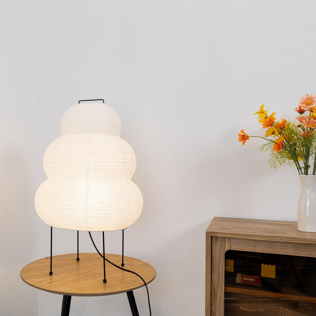 Japanisch inspirierte Papiertischlampe – Maulbeerpapierlampe fürs Schlafzimmer