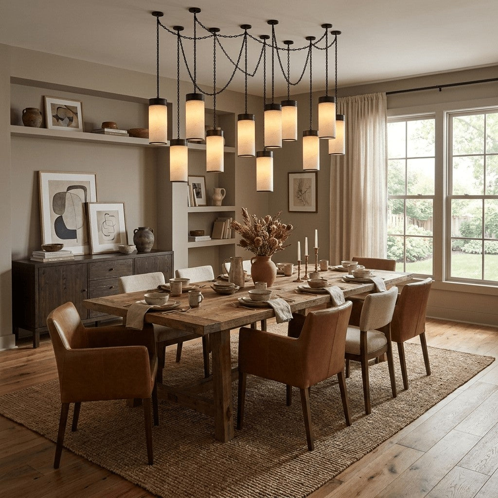 Cream Alabaster Chain Hardwired Pendant Light