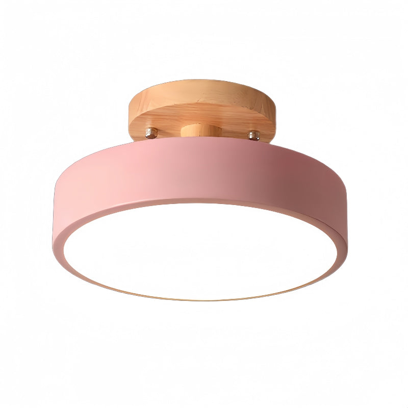 Bunte runde Deckenleuchte aus Macaron-Holz
