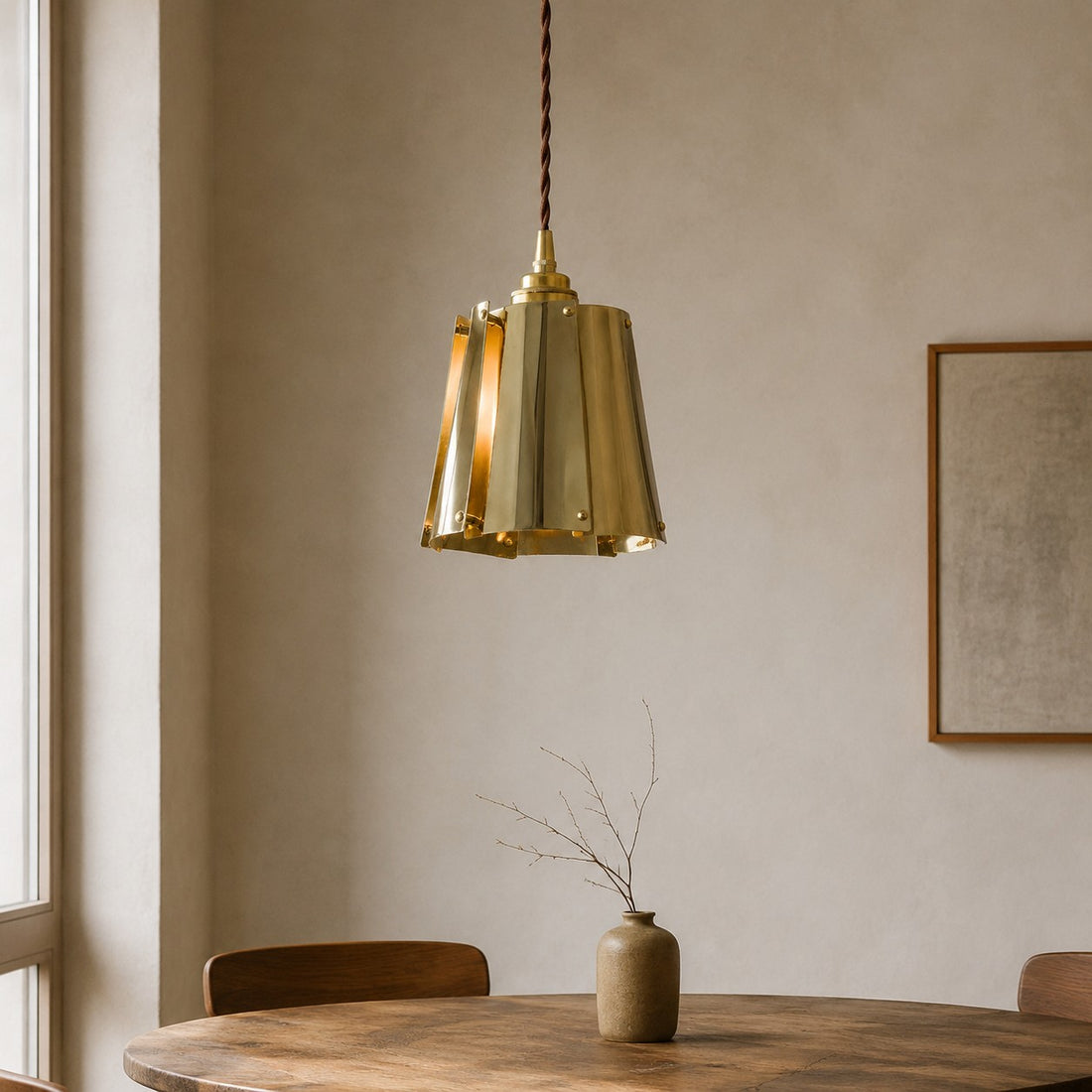 Vintage Metal Pendant Light with Layered Shade