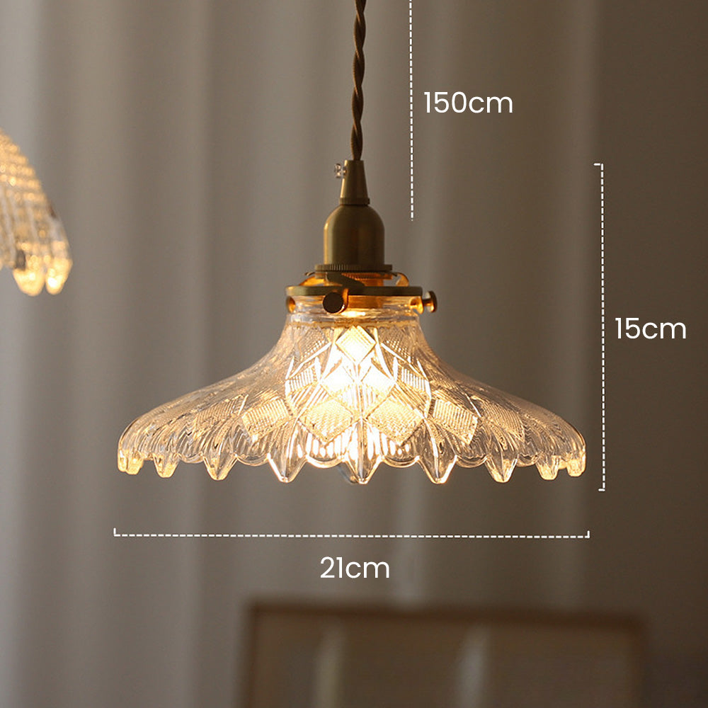 Vintage Glass Pendant Light - Disc Design Fixture for Dining Entryway