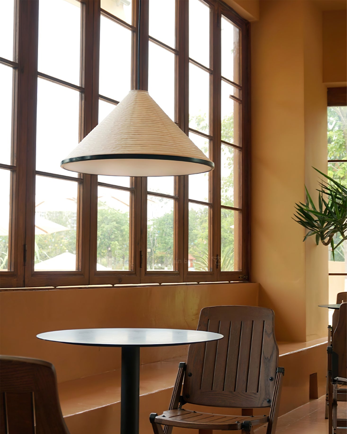 Washi Paper Pyramid Pendant Lamp - Handcrafted Light for Living Room