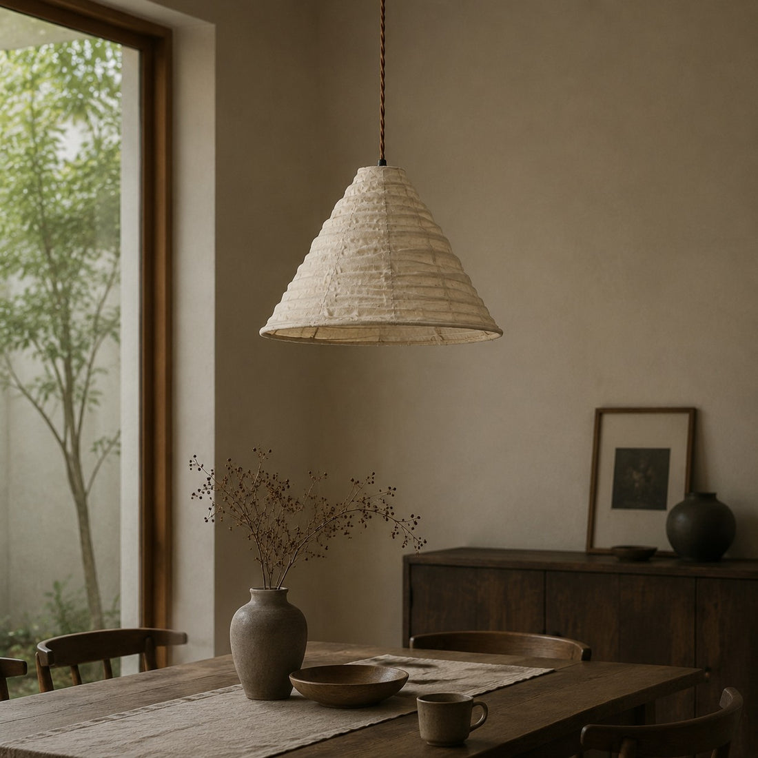 Handcrafted Wabi Sabi Fabric Pendant Lamp