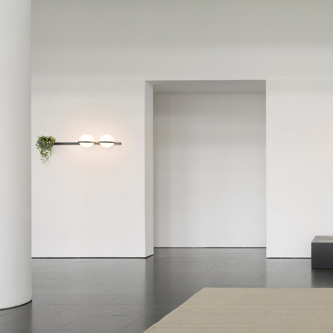 Modern Metal Wall Light - Black Frame Glowing Sphere Lamp for Garden