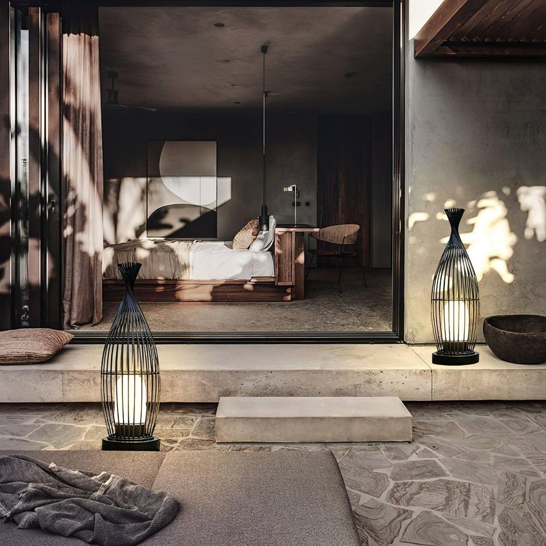 Modern Lantern Light - Spherical Striped Ambience Lamp for Outdoor