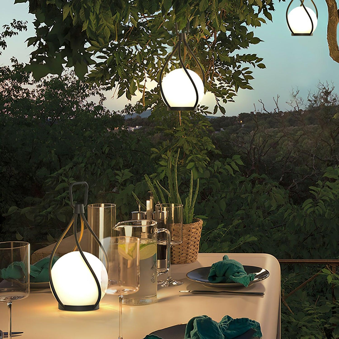 Orb Lantern Table Lamp - Rechargeable LED Light for Indoor & Patio