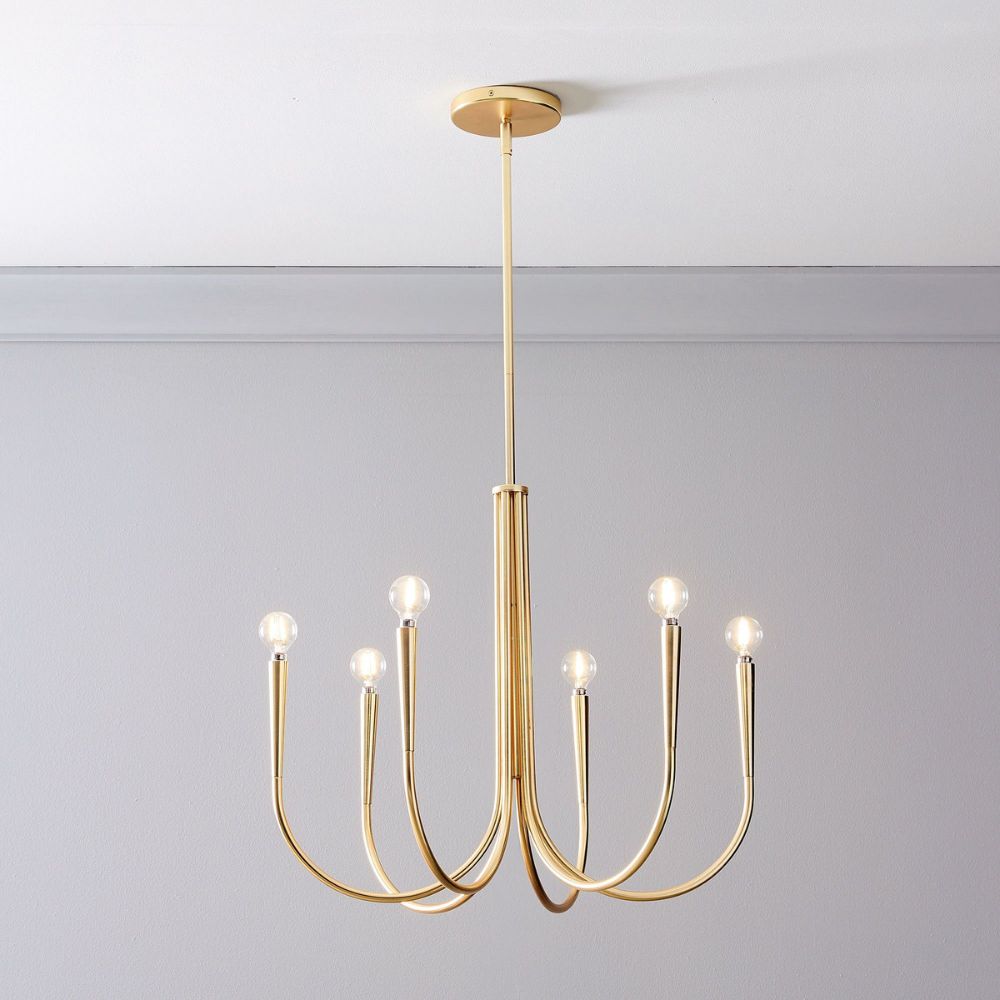 Borvia Metal Swoop Arm Chandelier - Modern Arc Lamp for Living Room