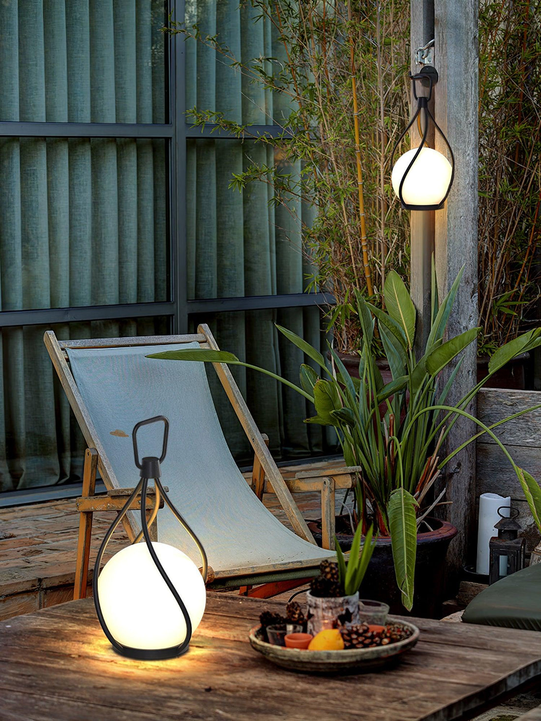 Orb Lantern Table Lamp - Rechargeable LED Light for Indoor & Patio