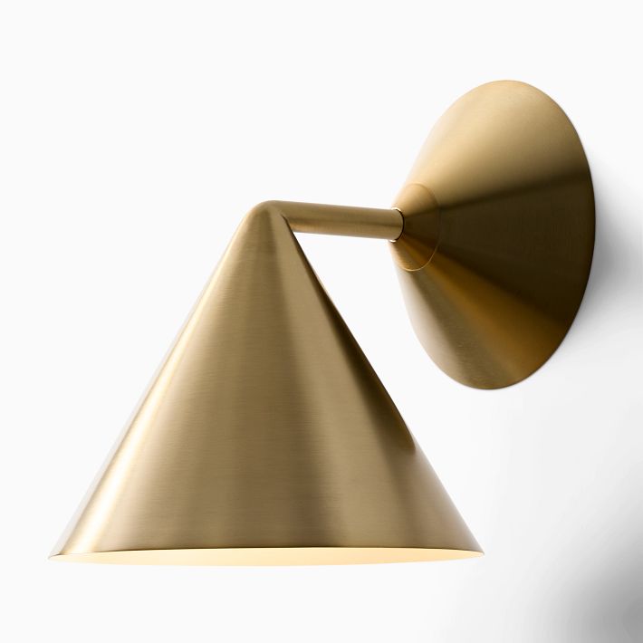 Brivana Modern Metal Wall Light - Cone Brass Sconce for Hallway