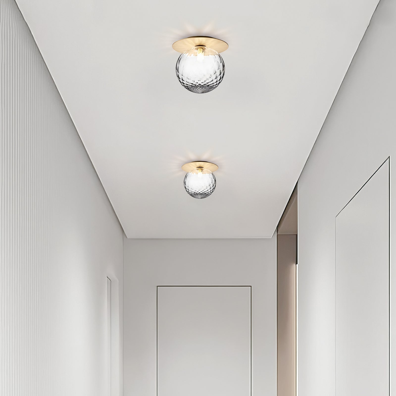 Glass Orb Ceiling Light - Modern Metal Ball Ceiling Lamp for Hallway