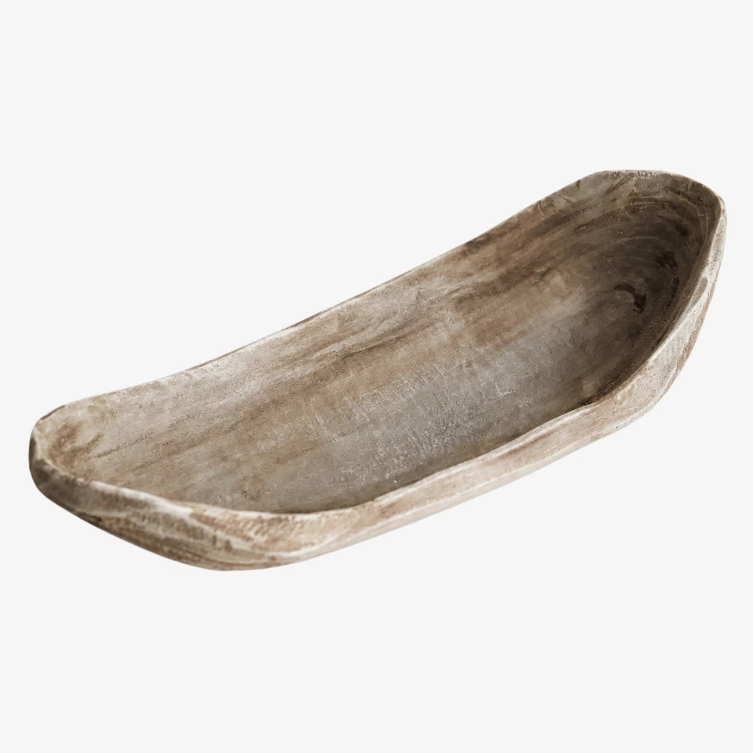 Distressed Paulownia Wood Boat-Shaped Serving Tray