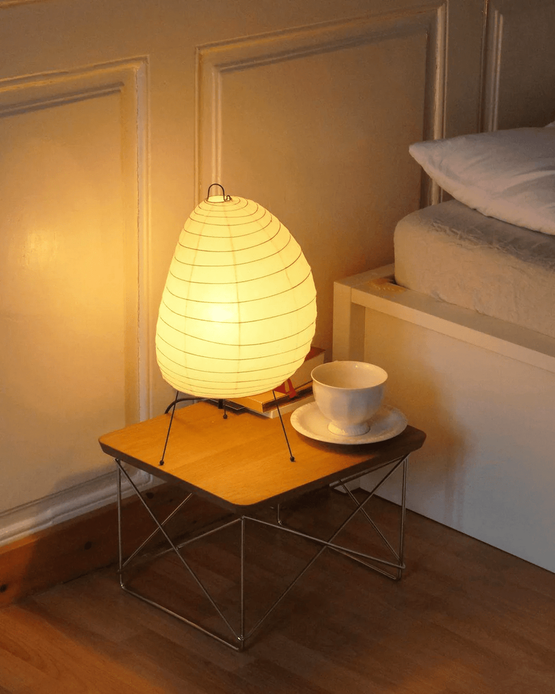 Papiertischlampe – Minimalistische Lampe im Washi-Stil für die Leseecke