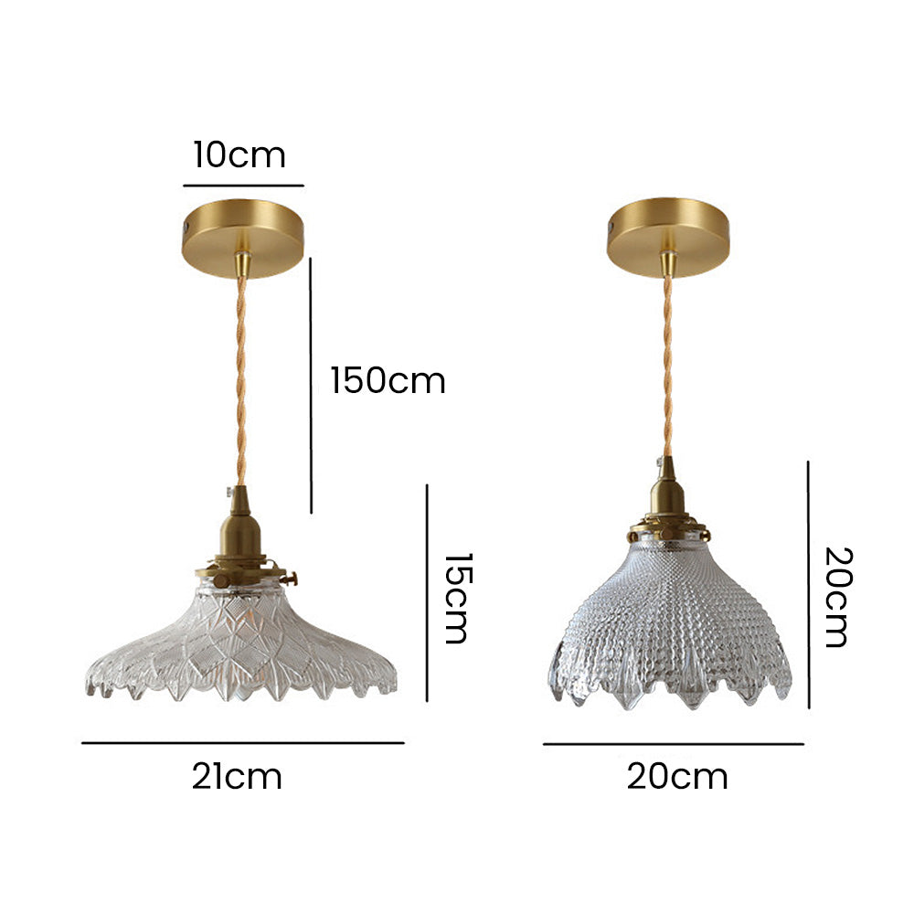 Vintage Glass Pendant Light - Disc Design Fixture for Dining Entryway