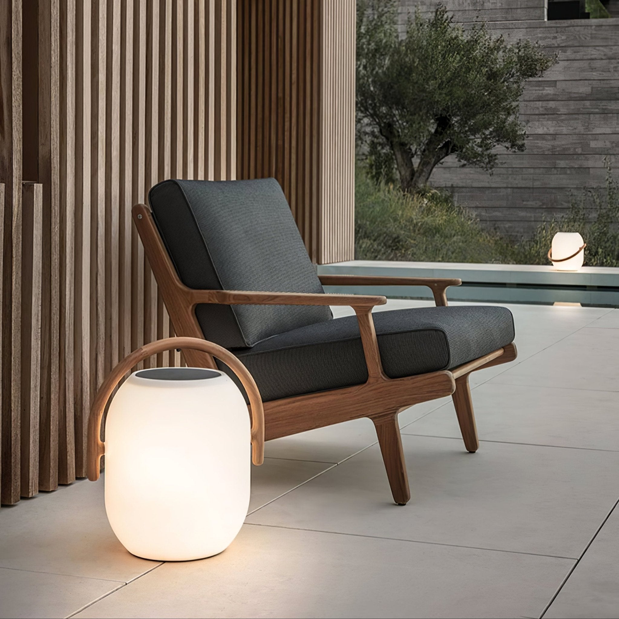 Solar Outdoor Lantern Lamp - Outdoor Decor Light with Wooden-Handle