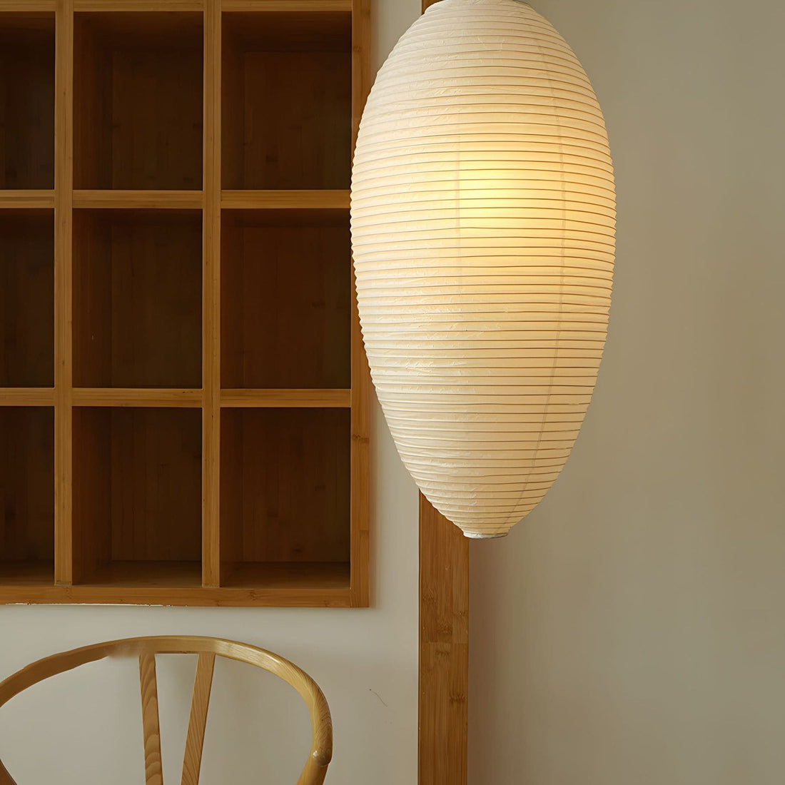 Washi-Papier-Pendelleuchte – Warmes Kastanienlicht für elegante Innenräume