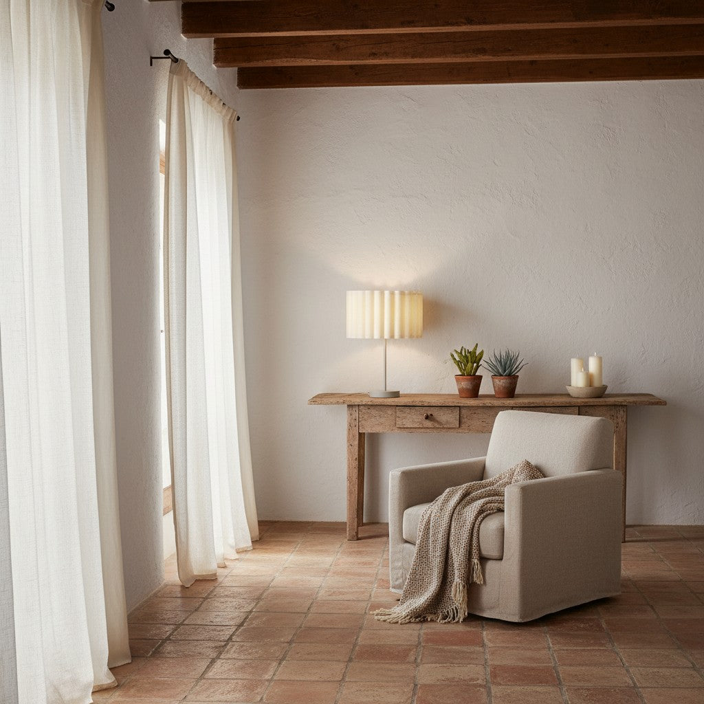 Velura Table Lamp - Beige Linen Shade in Light Beige