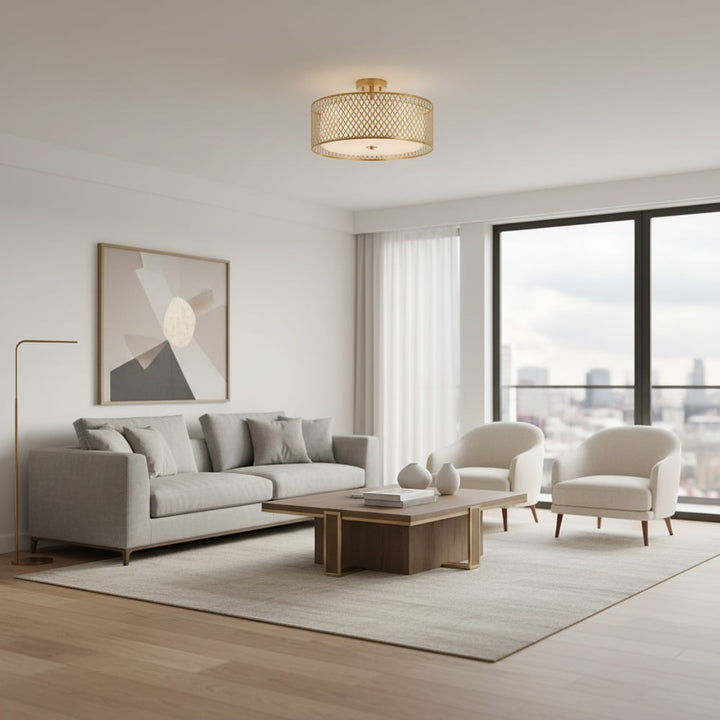 Modern 3 Light Mesh Design Ceiling Light - Dimmable for Living Room