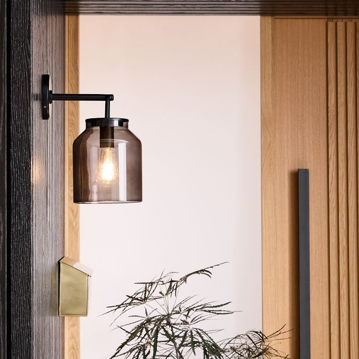 Hanton Metal Outdoor Wall Sconce - Matte Black Industrial Light Fixture