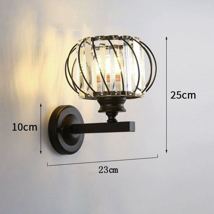 Contemporary Crystal Wall Light - Round Light for Bedroom