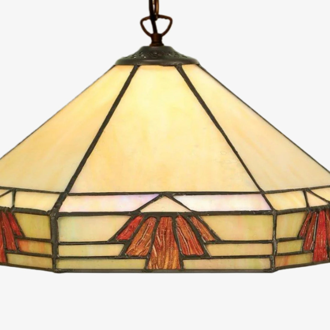 TF Nevada Vintage Buntglas-Pendelleuchte – Handgefertigte Kunstglasleuchte für Essbereiche