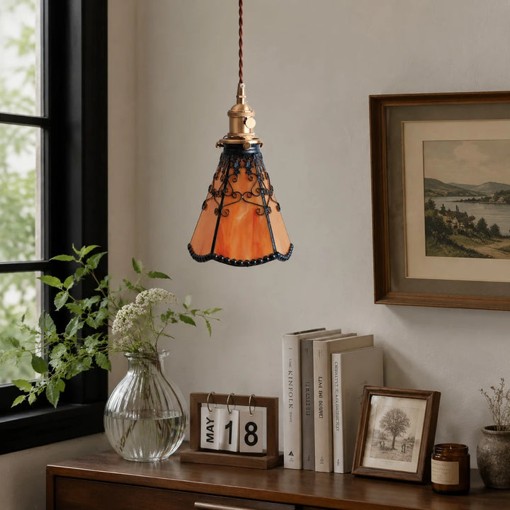 orange red pendant accent corner