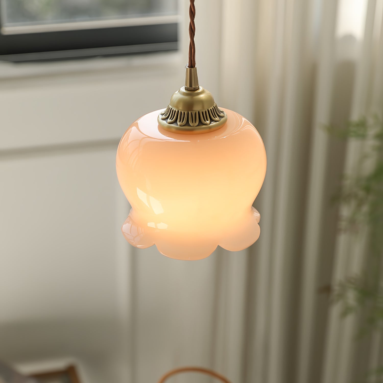 Brass Resin Petal Plug-In Pendant