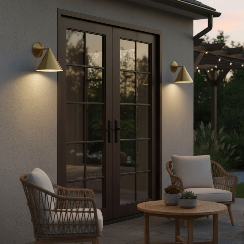 Brivana Metal Outdoor Wall Light - Modern Cone Sconce for Hallway