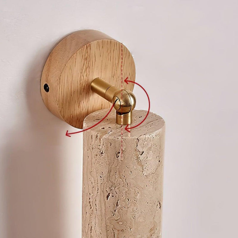 Adjustable Travertine Cylindrical Tube Wall Lamp