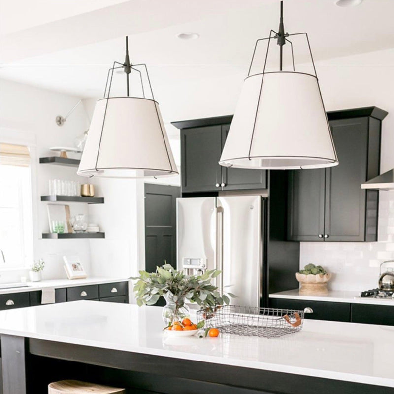 Minimalist Cone Fabric Iron Frame Pendant Lamp
