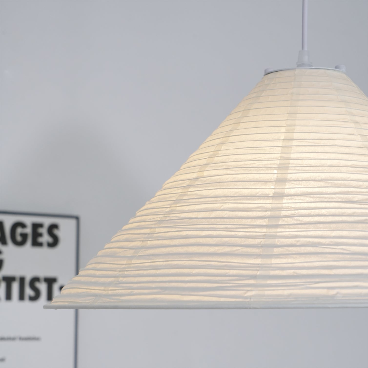 Washi Paper Pyramid Pendant Lamp - Handcrafted Light for Living Room
