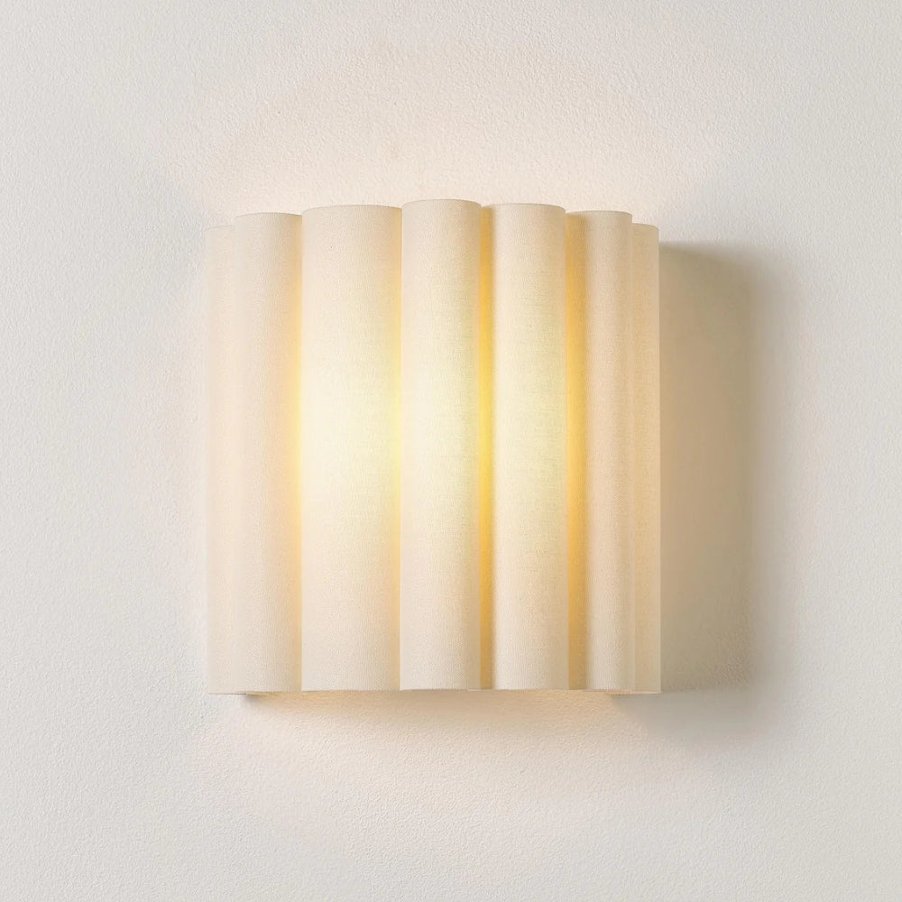 Velura Linen Fold Wall Sconce - Fabric Soft Pleated Design Ambient Lighting for Bedroom or Hallway