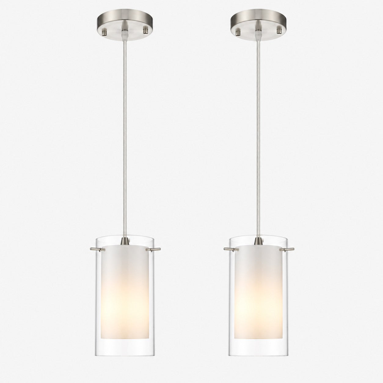Modern Double Glass Pendant Light With Chrome Finish