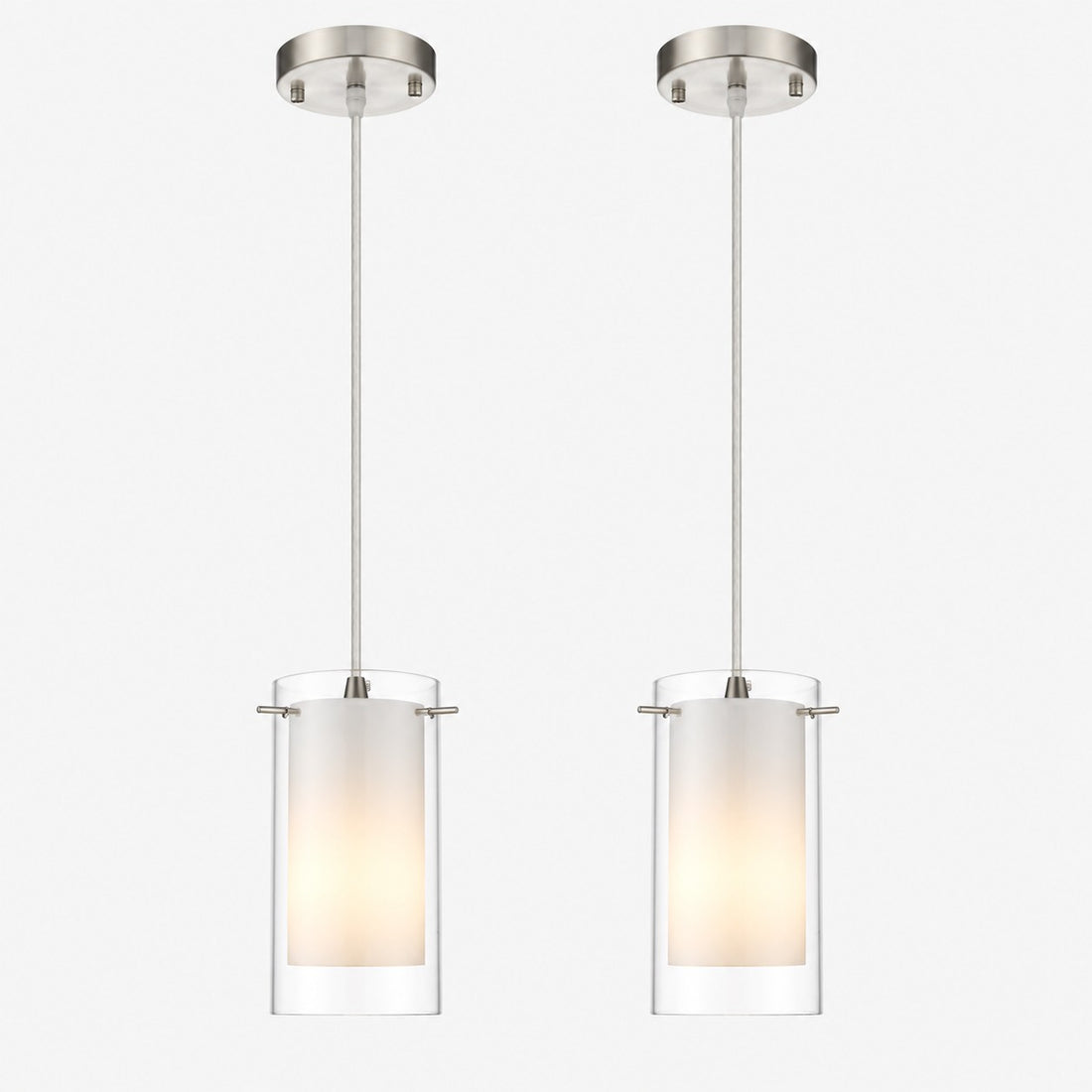 Modern Double Glass Pendant Light With Chrome Finish