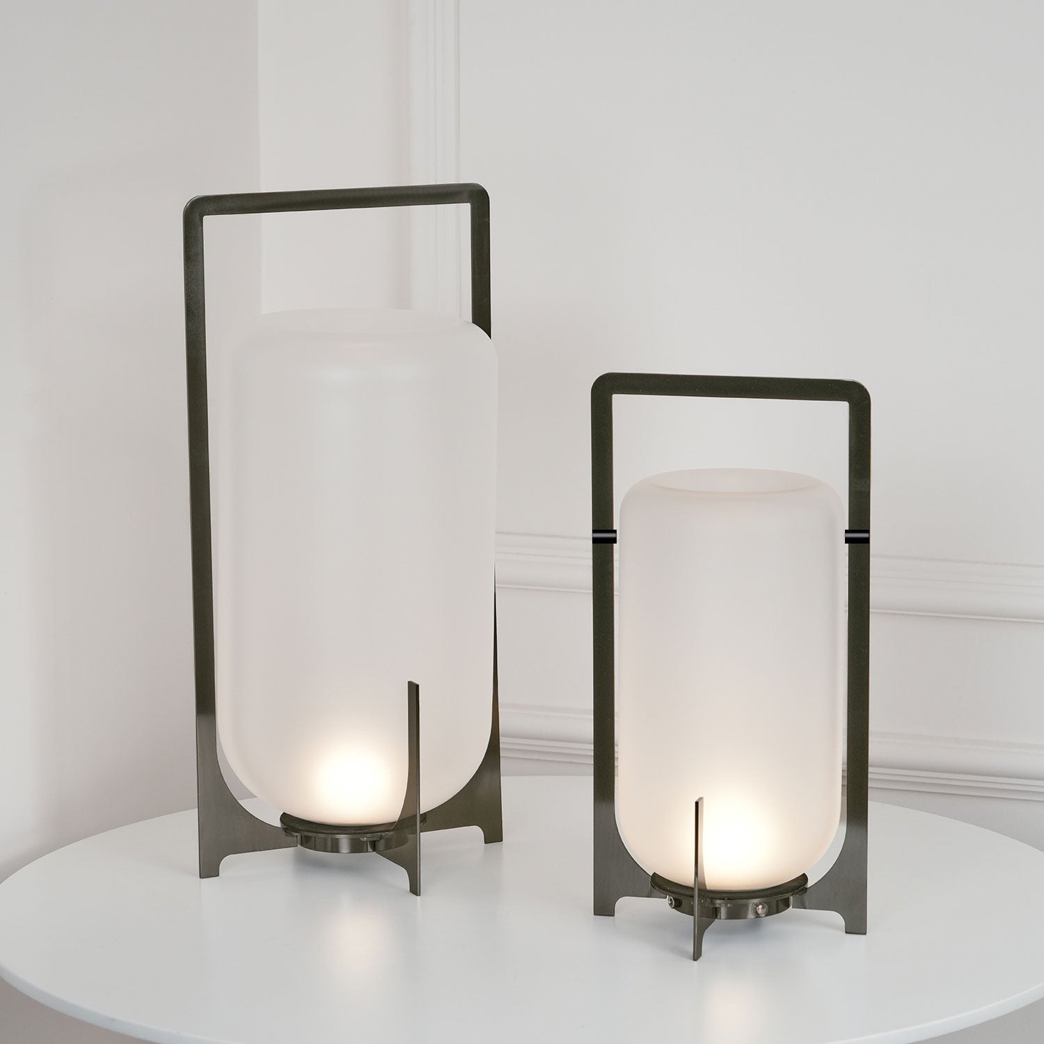 Lantern Table Lamp - Steel Modern Light for Bedroom & Living Room