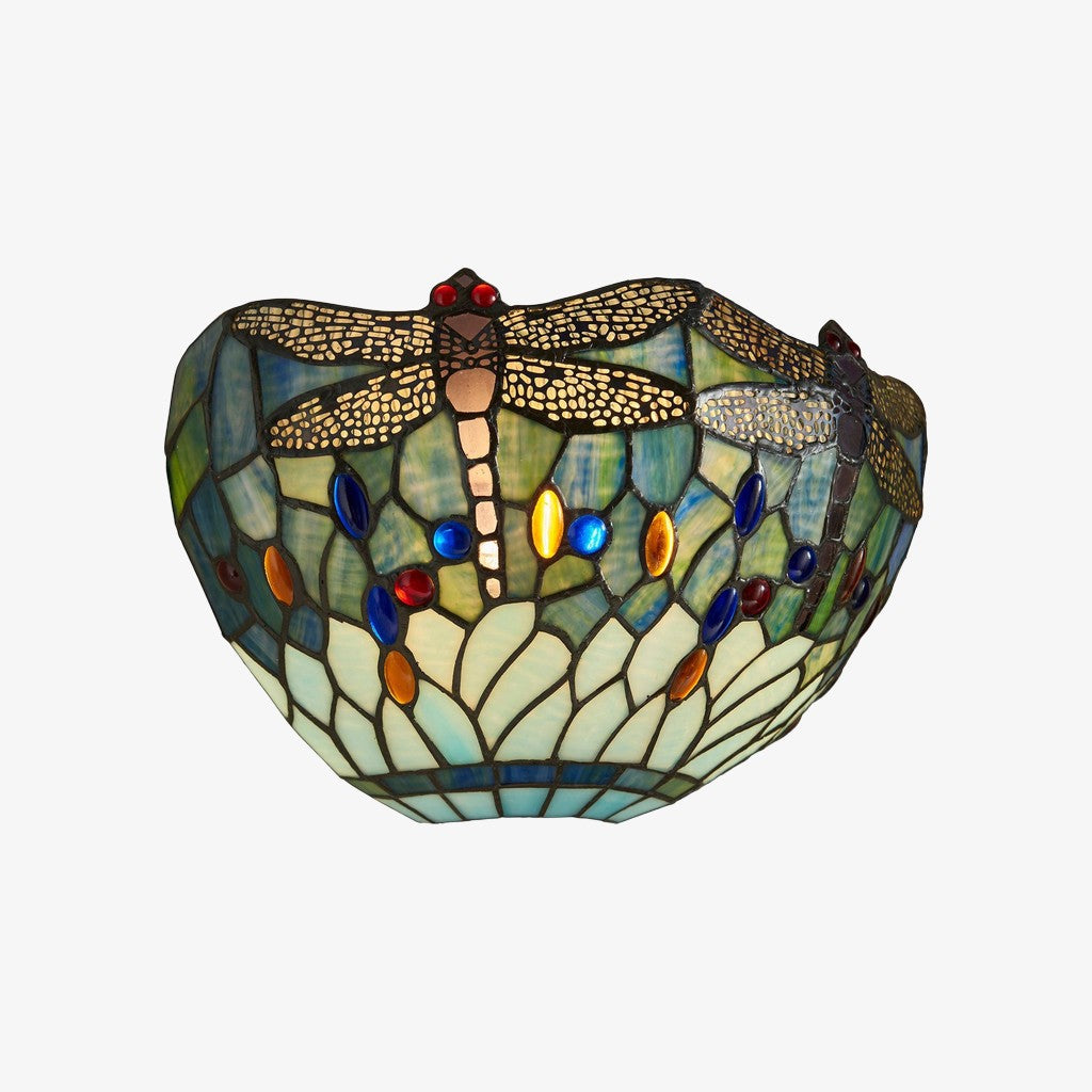 TF Dragonfly Pattern Wall light – Classic Hand-Cut Stained-Glass for Hallways & Bedrooms