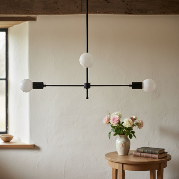 Mobilux Line Black and Brass Chandelier - Contemporary Globe Ceiling Hanging Light
