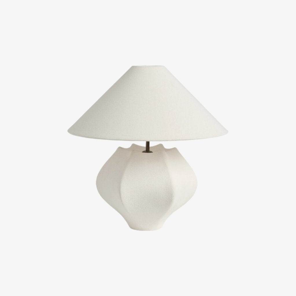 Cordove Table Lamp - Sculptural Ceramic Base and Linen Shade Suitable for Living room, Bedroom or Side Table