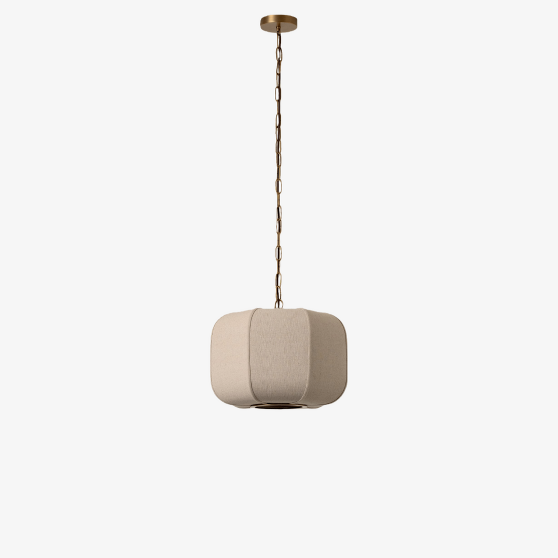 Loomis Tall Pendant – Textured Linen Shade Aged Brass Pendant for Dining Room and Kitchen