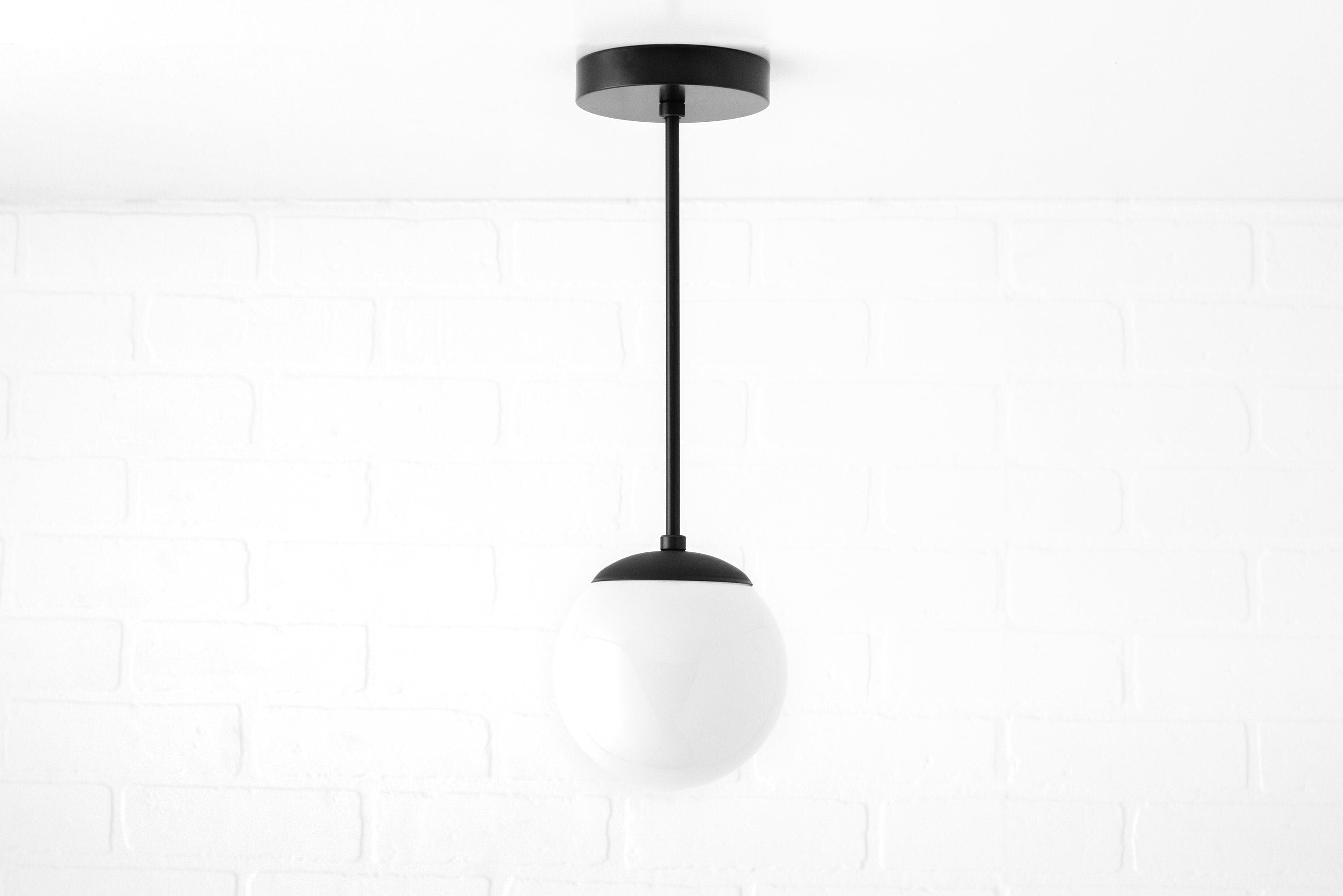 Glorica Glas Weiße Kugel Pendelleuchte - Mid Century Modern Glas Hängeleuchte