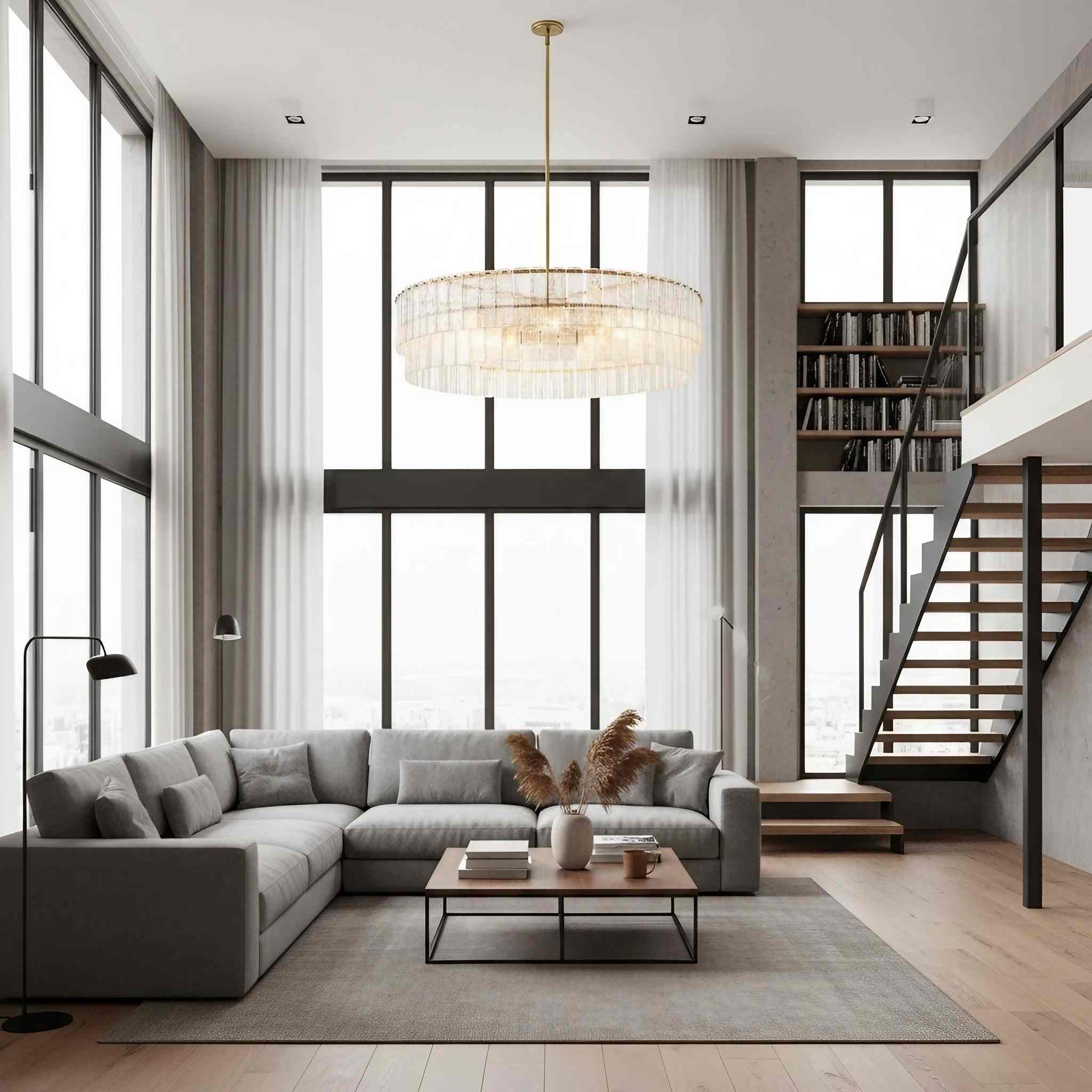 Lumvey Textured Glass Chandelier - Luxury Handcrafted Two-Tier Round Chandelier for Living Room