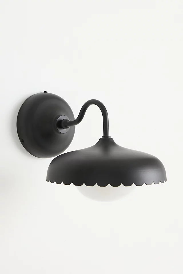 Rayla Metal Outdoor Wall Sconce - Modern Scallop Edge Light for Patio
