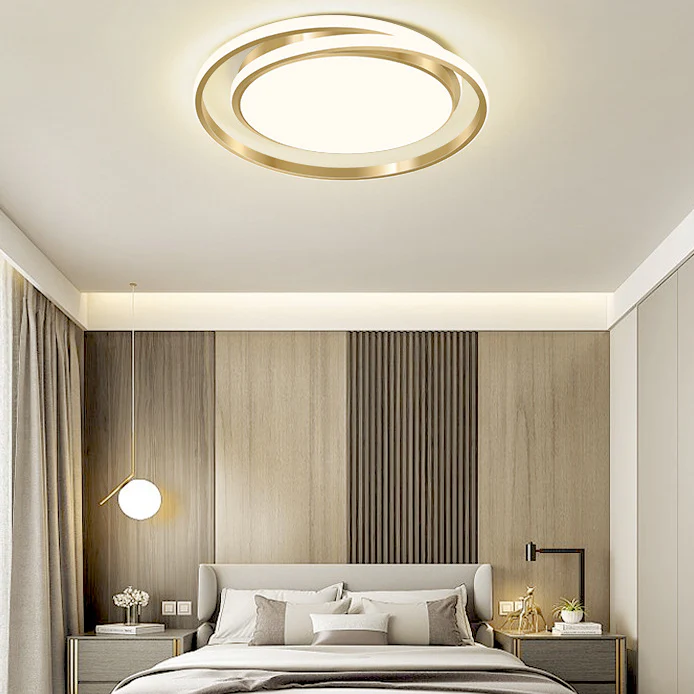 Metal LED Circle Ceiling Light - Modern Acrylic Design for Bedroom