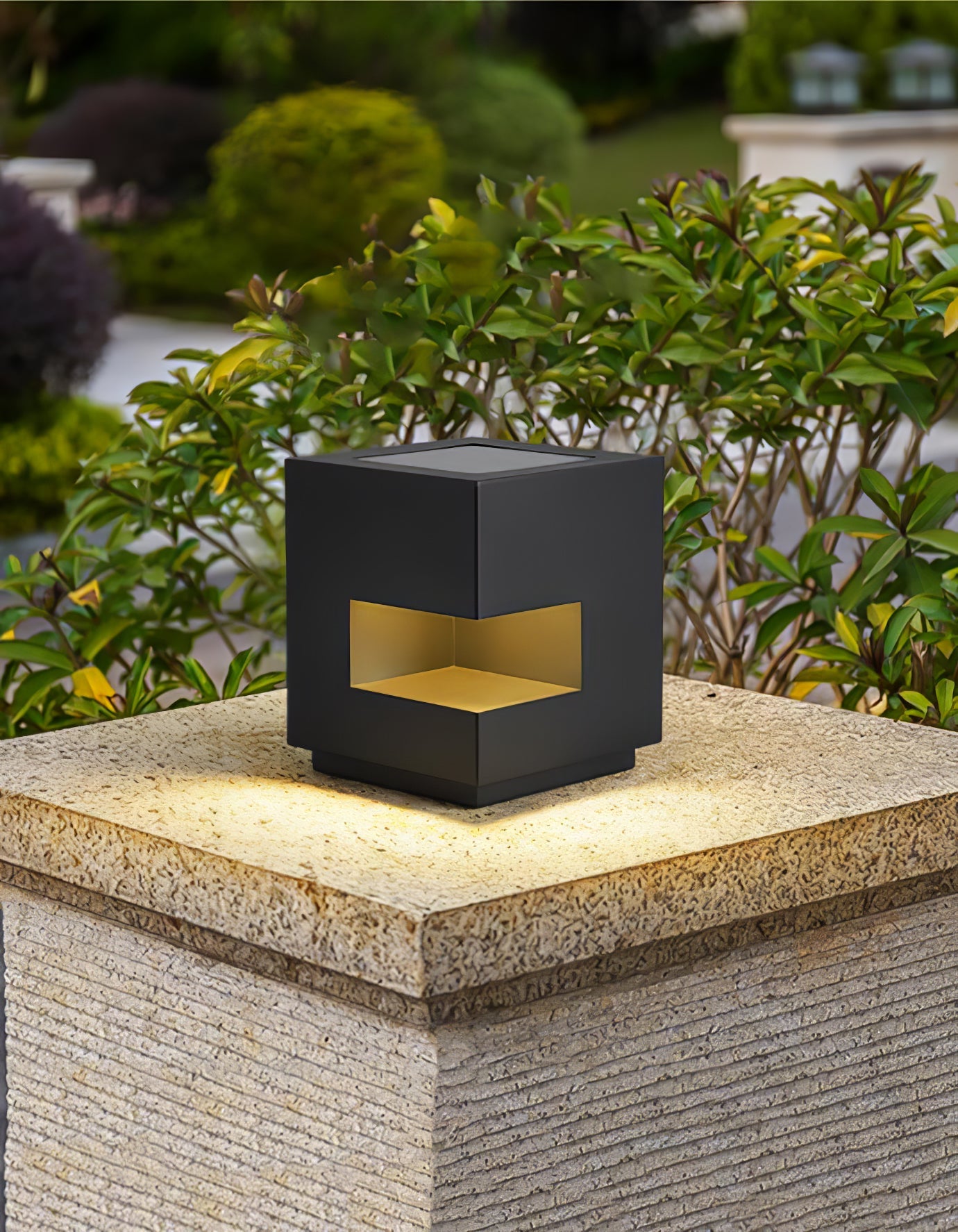 Cube Post Outdoor Light - Cube Outdoor Lamp Great for Courtyards