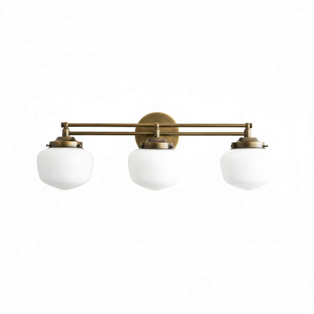 Opalglas Art Deco Vanity Light - Badezimmer-Wandleuchte mit weißen Glasschirmen