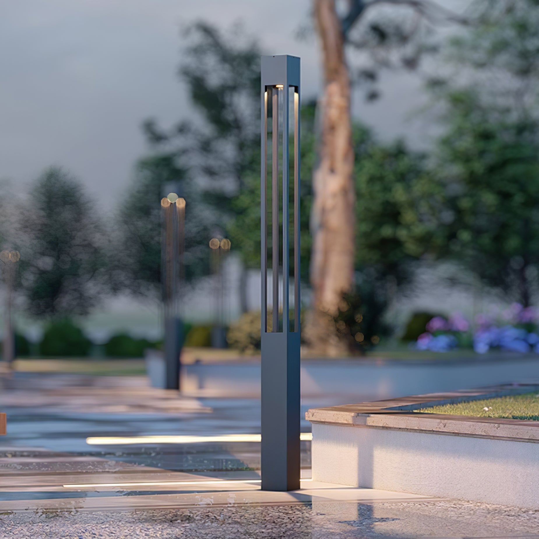 Modern Pole Outdoor Light - Geometric Post Garden Street Lamp