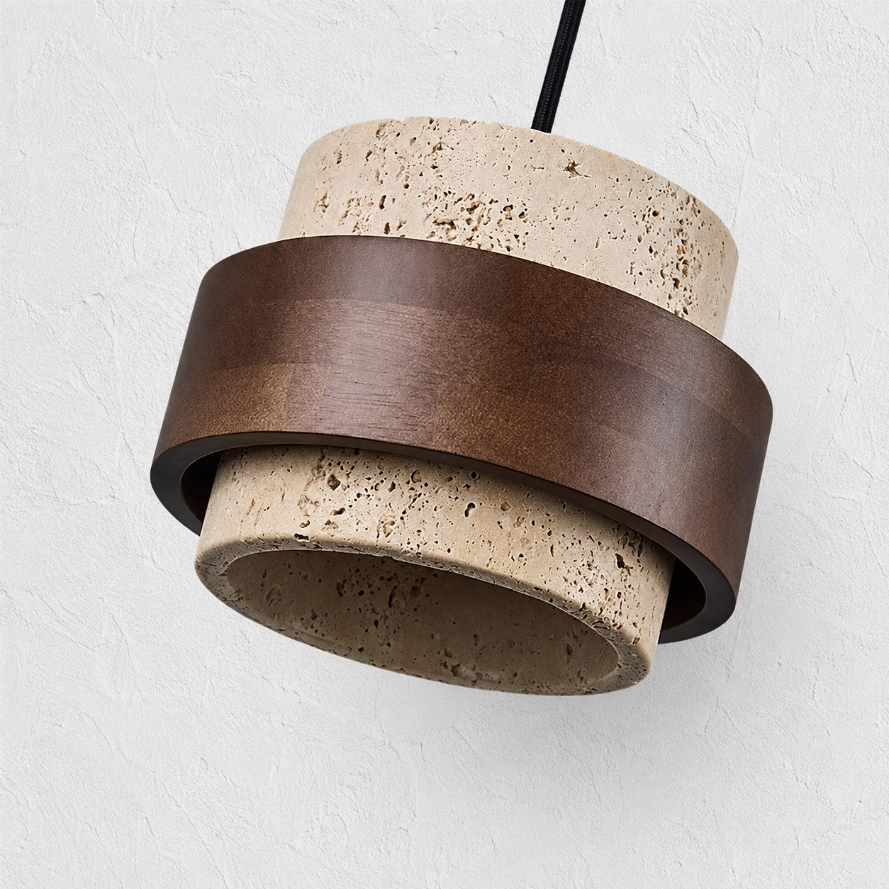 Travertine Walnut Cylindrical Plug-In Pendant