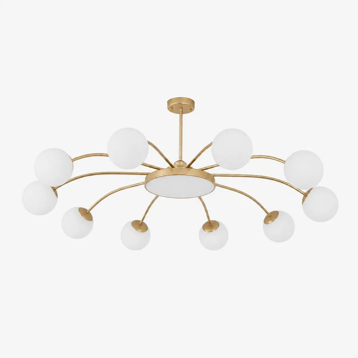 Modern milk glass chandelier with 10 lights in Gold