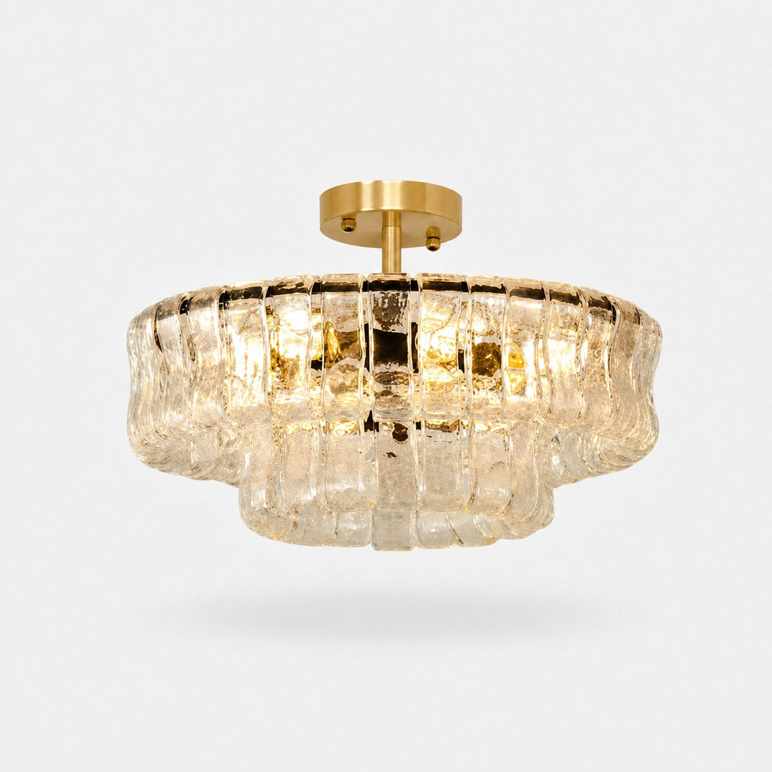 French Vintage Ripple Glass Chandelier